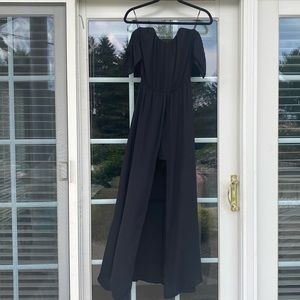 NWT Francesca’s off the shoulder black gown